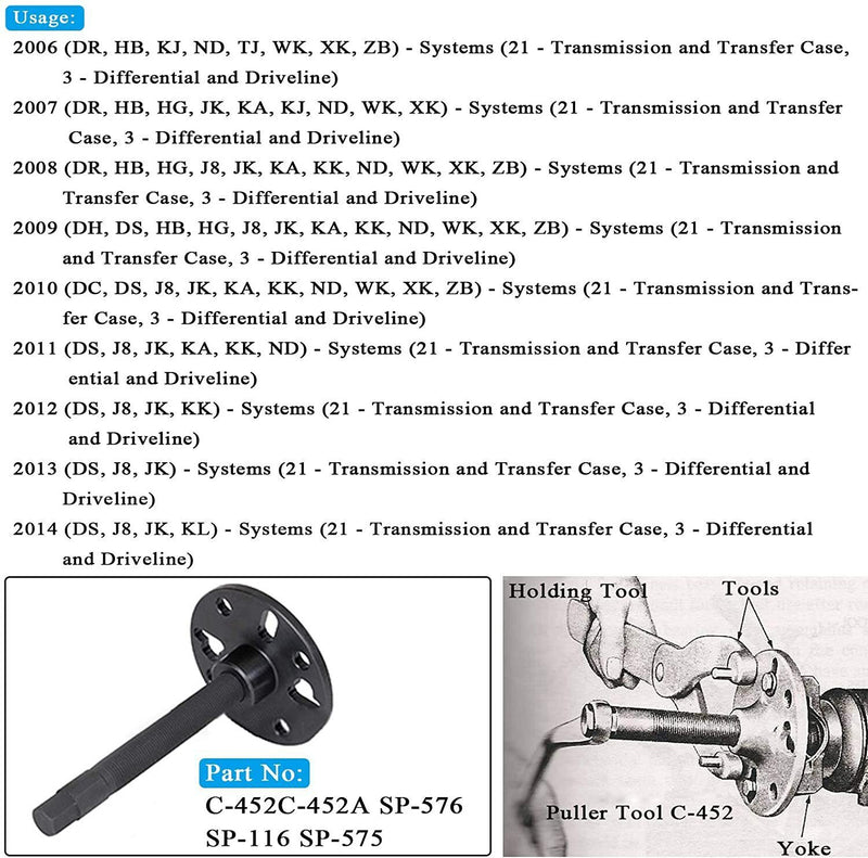 DURAFORCE Companion Flange Puller Hub/Yoke Removal Specialty Tool for Miller C-452 SP-575