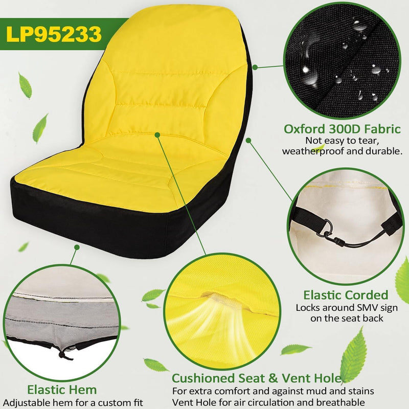 DURAFORCE LP95233 Large Seat Cover Cushioned Seat Back Up to 18'' High for John Deere