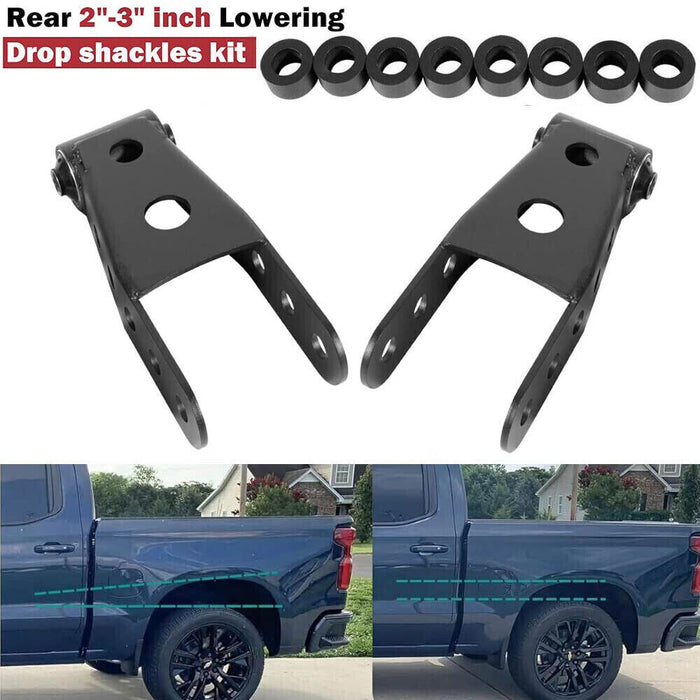 DURAFORCE Rear 2"-3" Drop Shackles Lowering Kit for 07-18 Chevrolet Silverado Sierra 1500