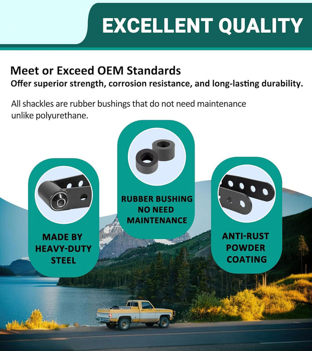 DURAFORCE Rear 2"-3" Drop Shackles Lowering Kit for 07-18 Chevrolet Silverado Sierra 1500