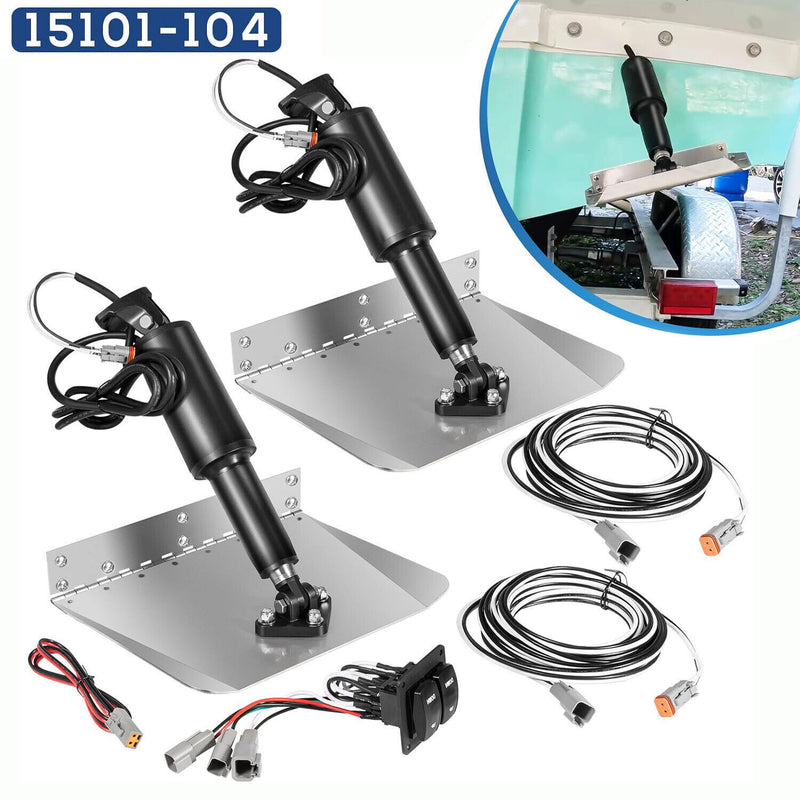 DURAFORCE Marine 9"X12" Standard Mount Trim Tab Kit 12V W/ Double Rocker Switch 15101-104