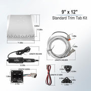 DURAFORCE Marine 9"X12" Standard Mount Trim Tab Kit 12V W/ Double Rocker Switch 15101-104