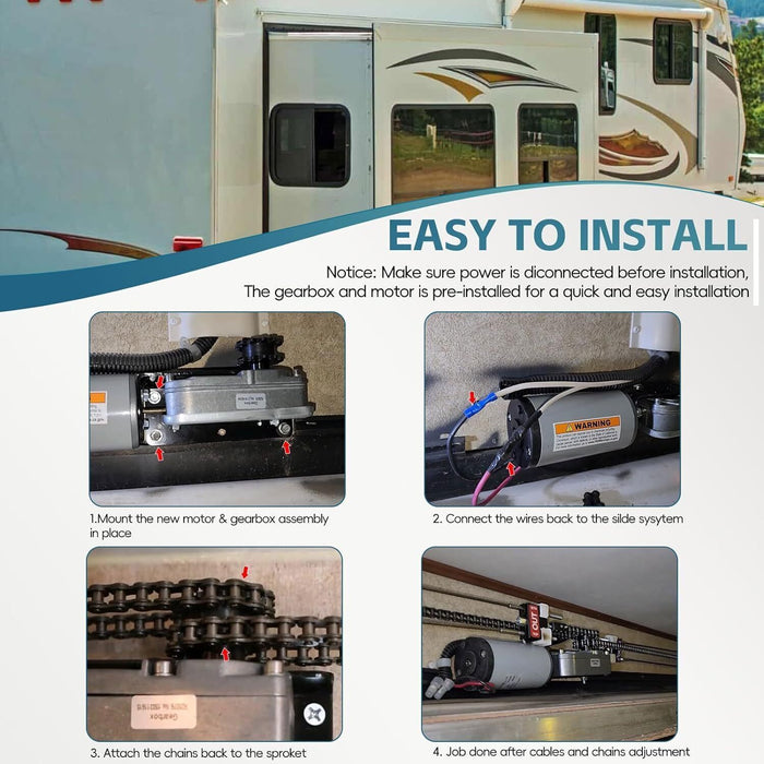 DURAFORCE 225008 RV Slide Out Motor & Gear Housing for BAL Accu-Slide Cable Slide Out Syst