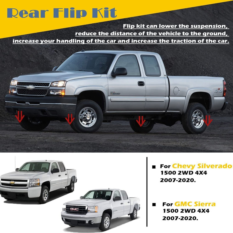 DURAFORCE 5-6" Rear Drop Lowering Axle Flip Kit For 07-20 Chevy Silverado Sierra 1500 GMC