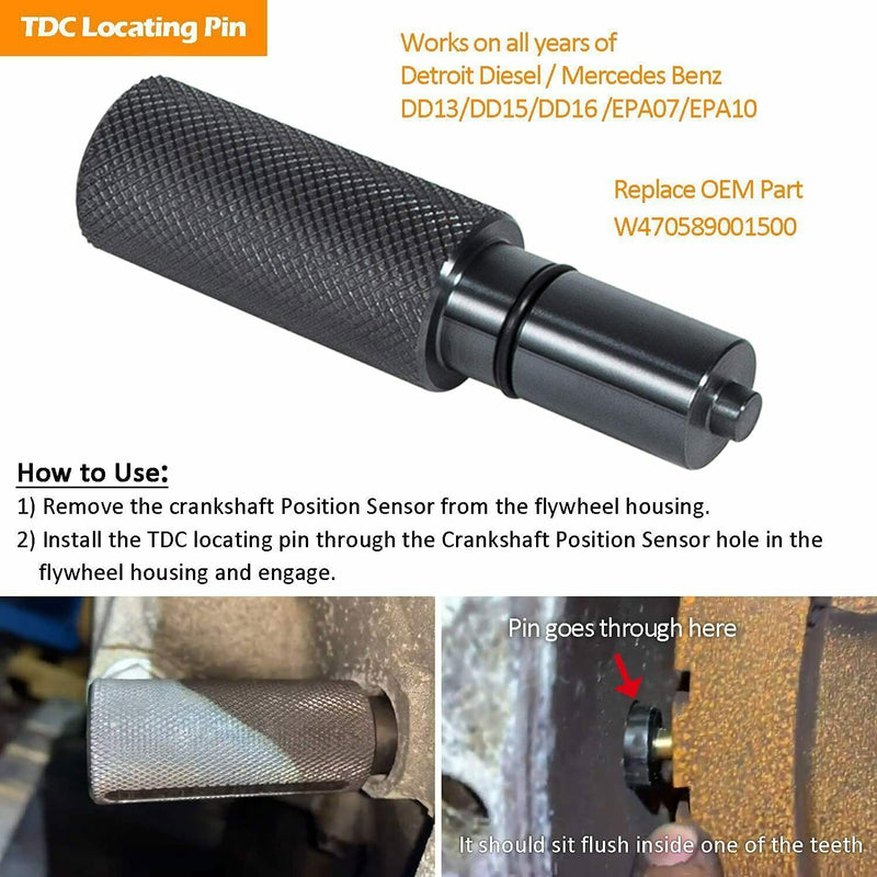 DURAFORCE DD13 DD15 DD16 Engine Camshaft Timing Tool TDC Locating Pin Fuel line Socket