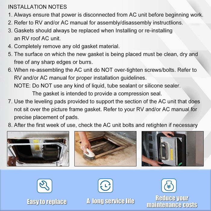 DURAFORCE 25071 14 Inch x 14 Inch Universal RV Camper Roof Air Conditioner A/C Gasket Kit
