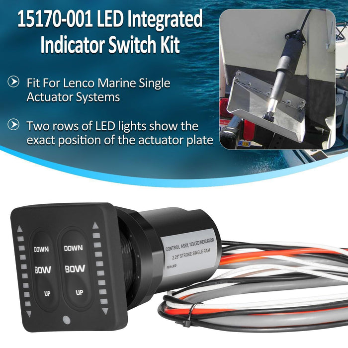 DURAFORCE 15170-001 LED Integrated Indicator Tactile Trim Tab Switch Kit for Lenco Marine