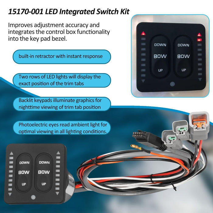 DURAFORCE 15170-001 LED Integrated Indicator Tactile Trim Tab Switch Kit for Lenco Marine