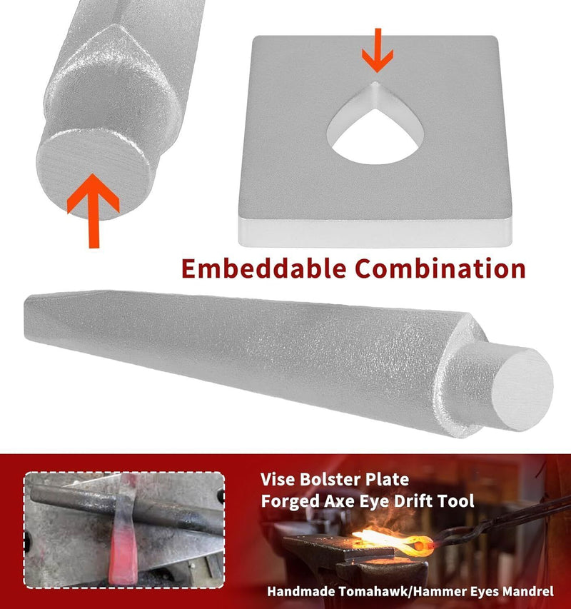 DURAFORCE Tomahawk Eye Drift Mandrel Blacksmith Tool for Forging Tomahawk Hammer Axe Knife