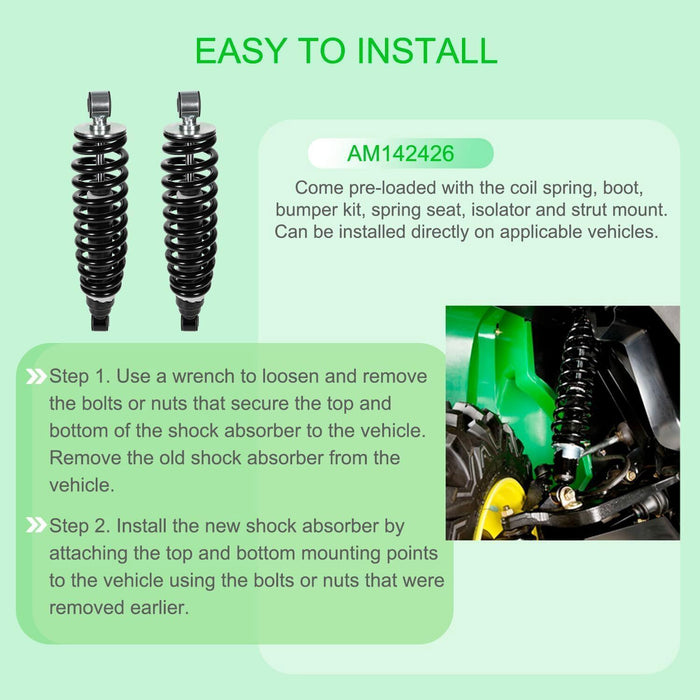 DURAFORCE 2pcs AM142426 Front Coil-over Shock Absorbers Replace For John Deere XUV Gator
