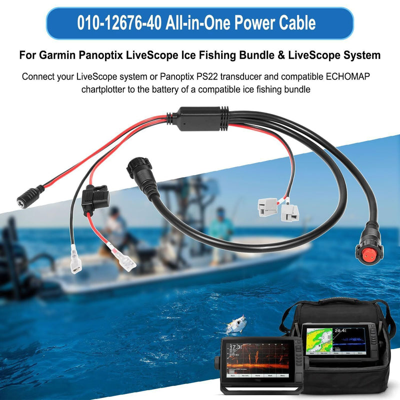 DURAFORCE 010-12676-40 All-in-One Power Cable Fit Garmin Panoptix LiveScope Transducer