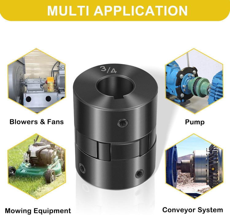 DURAFORCE 1/2" to 3/4" L075 Flexible 3-Piece L-Jaw Coupling Set for Log Splitter Hybrid