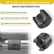 DURAFORCE 1/2" to 3/4" L075 Flexible 3-Piece L-Jaw Coupling Set for Log Splitter Hybrid