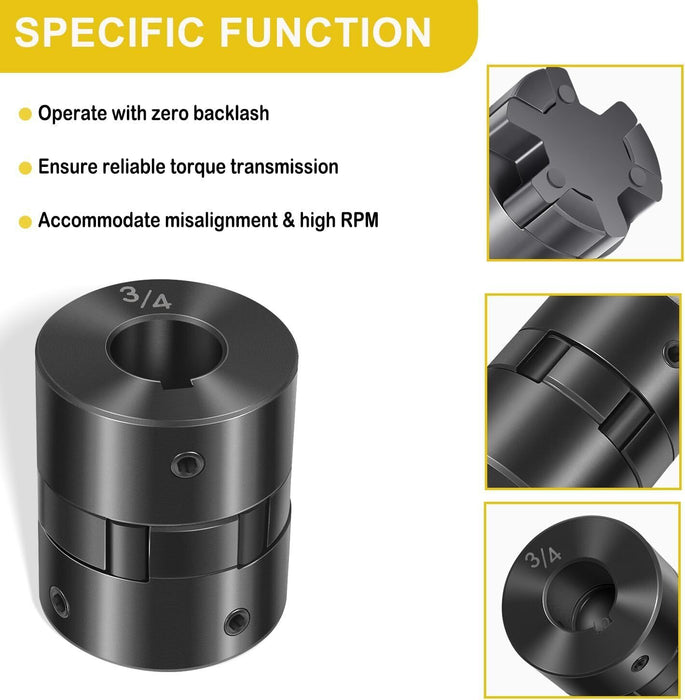 DURAFORCE 1/2" to 3/4" L075 Flexible 3-Piece L-Jaw Coupling Set for Log Splitter Hybrid