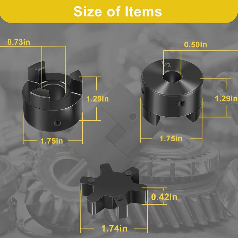 DURAFORCE 1/2" to 3/4" L075 Flexible 3-Piece L-Jaw Coupling Set for Log Splitter Hybrid