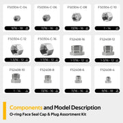 DURAFORCE 128 PCS JIC and ORFS Hydraulic Cap and Plug Hose Tube and Pipe Cap and Plug Kit