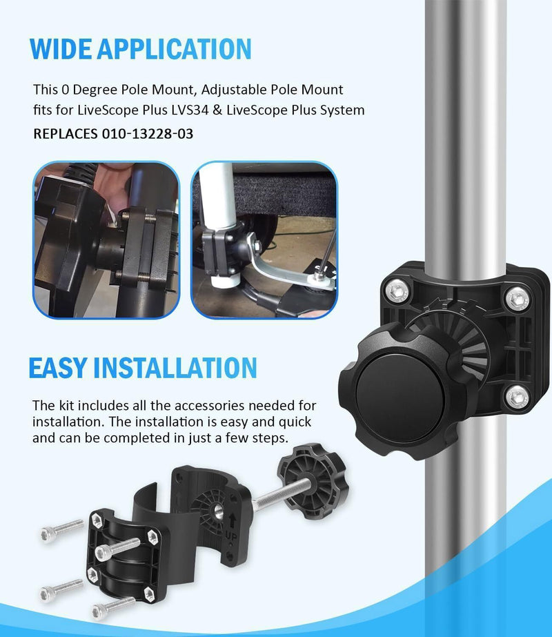 DURAFORCE 0 Degree Pole Mount Bracket 010-13228-03 for Garmin Livescope Plus LVS34