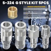 DURAFORCE for Milton S-224 1/2" Male Female NPT G-Style Coupler Plug Kit Air Tool Fittings