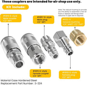 DURAFORCE for Milton S-224 1/2" Male Female NPT G-Style Coupler Plug Kit Air Tool Fittings