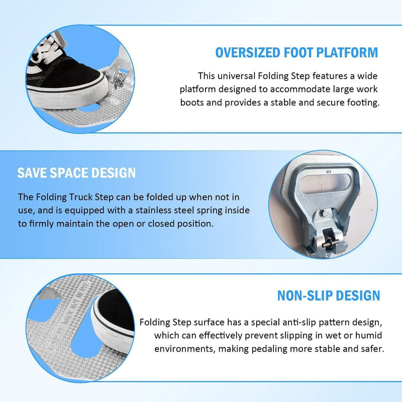 DURAFORCE 5236586 Folding Truck Step Safety Folding Foot/Grab Step for Truck Van RV Vehicl