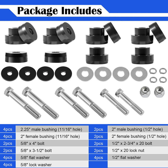DURAFORCE 134-10005 Billet Aluminum Body Mount Bushings for 1968-1981 Camaro Nova Chevy II
