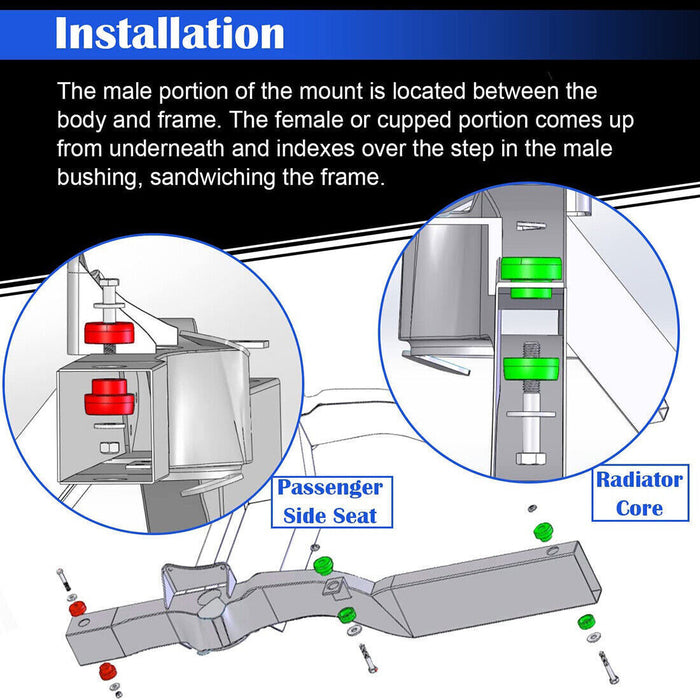 DURAFORCE 134-10005 Billet Aluminum Body Mount Bushings for 1968-1981 Camaro Nova Chevy II
