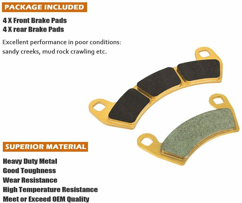 DURAFORCE Front & Rear Brake Pads for Polaris 1000 RZR XP Turbo EPS RS1 16-21 FA656 +FA680