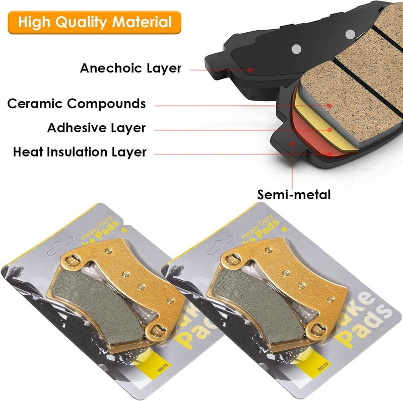 DURAFORCE Front & Rear Brake Pads for Polaris 1000 RZR XP Turbo EPS RS1 16-21 FA656 +FA680