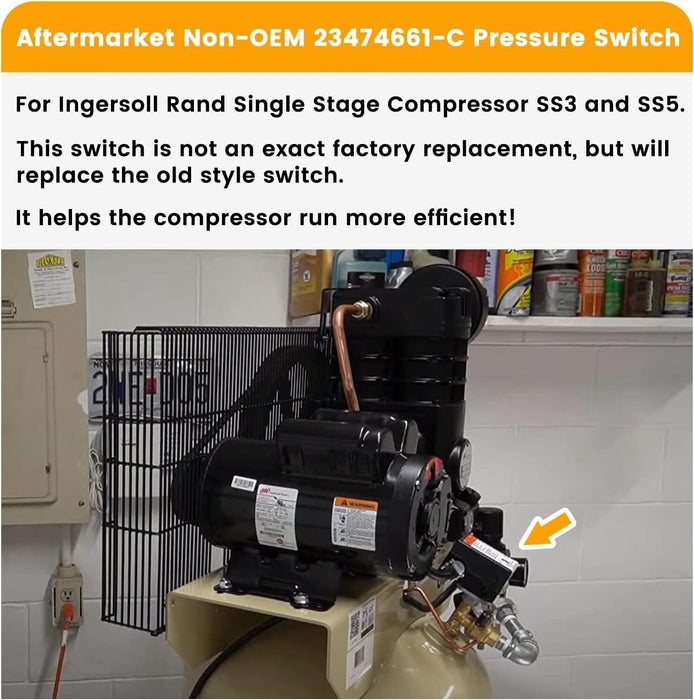 DURAFORCE 23474661-C Pressure Switch 95-125 Psi Air Compressor Part for INGERSOLL RAND
