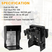 DURAFORCE 23474661-C Pressure Switch 95-125 Psi Air Compressor Part for INGERSOLL RAND