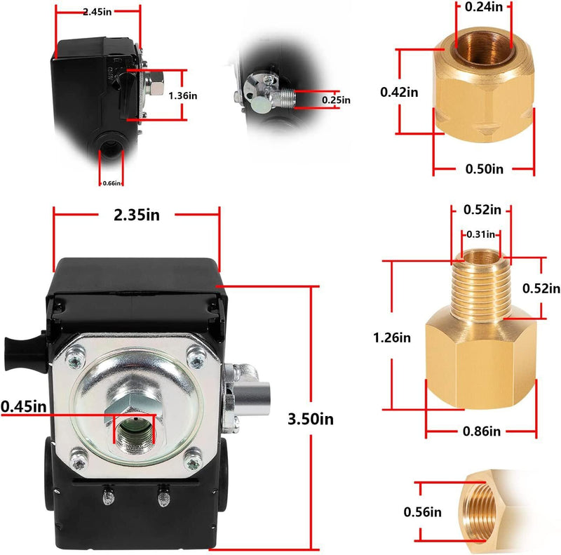 DURAFORCE 23474661-C Pressure Switch 95-125 Psi Air Compressor Part for INGERSOLL RAND