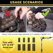 DURAFORCE 70500 Tap Socket Set for Fractional MCTI Standard Tap Use with 1/4" & 3/8" Drive