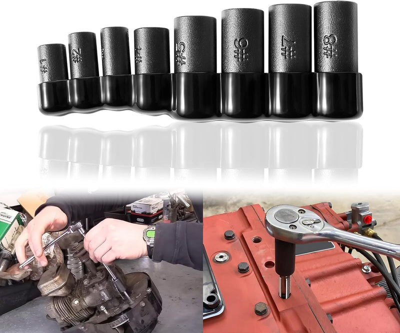 DURAFORCE 70500 Tap Socket Set for Fractional MCTI Standard Tap Use with 1/4" & 3/8" Drive