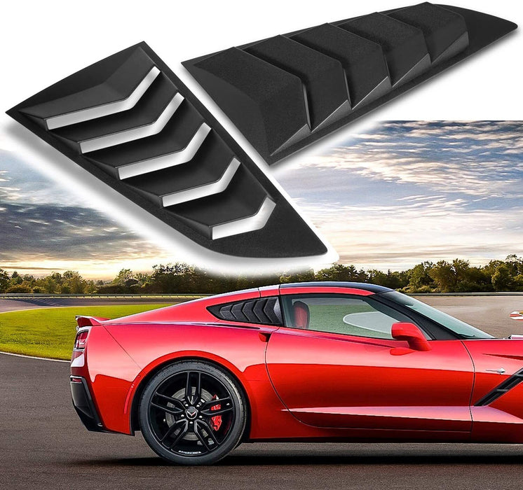 DURAFORCE 2PC Side Window Louver Cover Sun Shade Scoop Hood Vent For 2014-2019 C7 Corvette