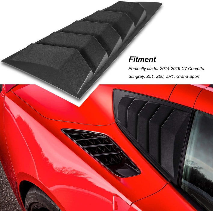 DURAFORCE 2PC Side Window Louver Cover Sun Shade Scoop Hood Vent For 2014-2019 C7 Corvette