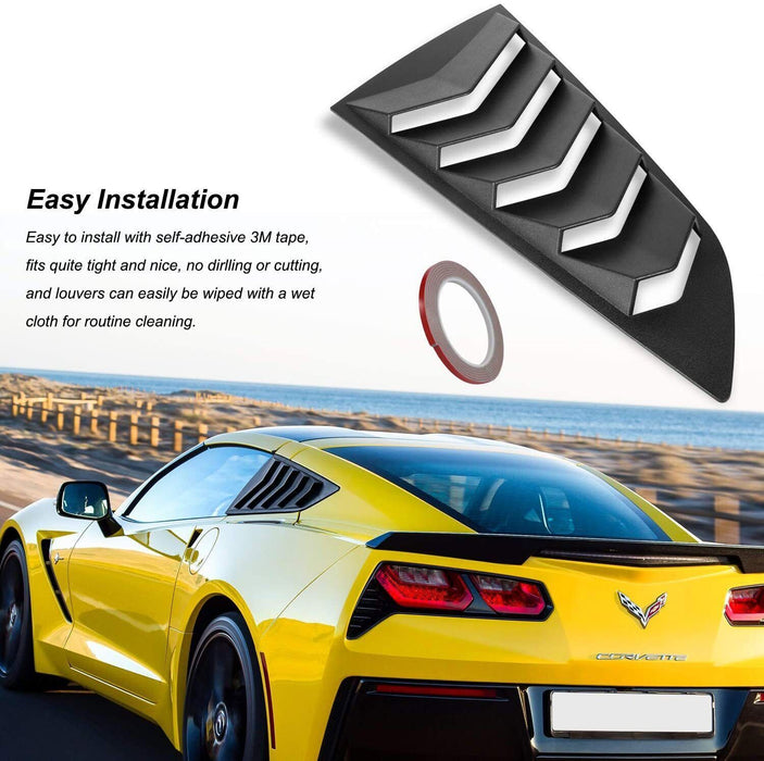 DURAFORCE 2PC Side Window Louver Cover Sun Shade Scoop Hood Vent For 2014-2019 C7 Corvette