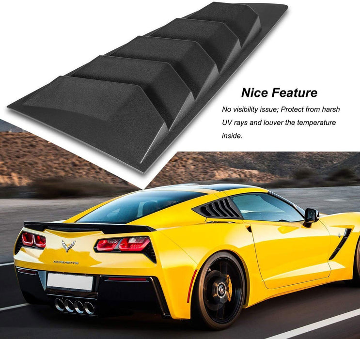 DURAFORCE 2PC Side Window Louver Cover Sun Shade Scoop Hood Vent For 2014-2019 C7 Corvette