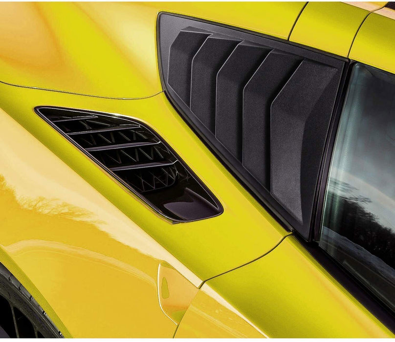 DURAFORCE 2PC Side Window Louver Cover Sun Shade Scoop Hood Vent For 2014-2019 C7 Corvette