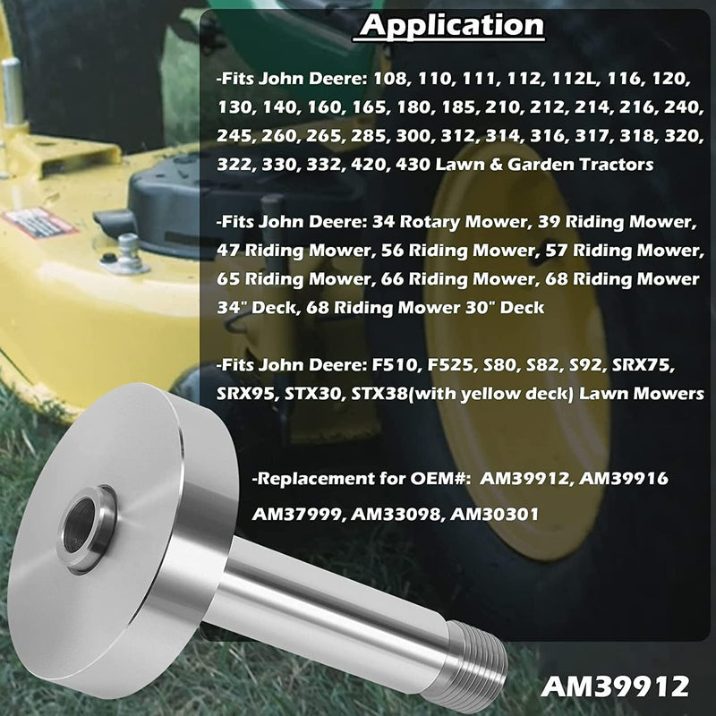 DURAFORCE Deck Blade Spindle Shaft For John Deere Mower Blade Spindle Replacement #AM39912