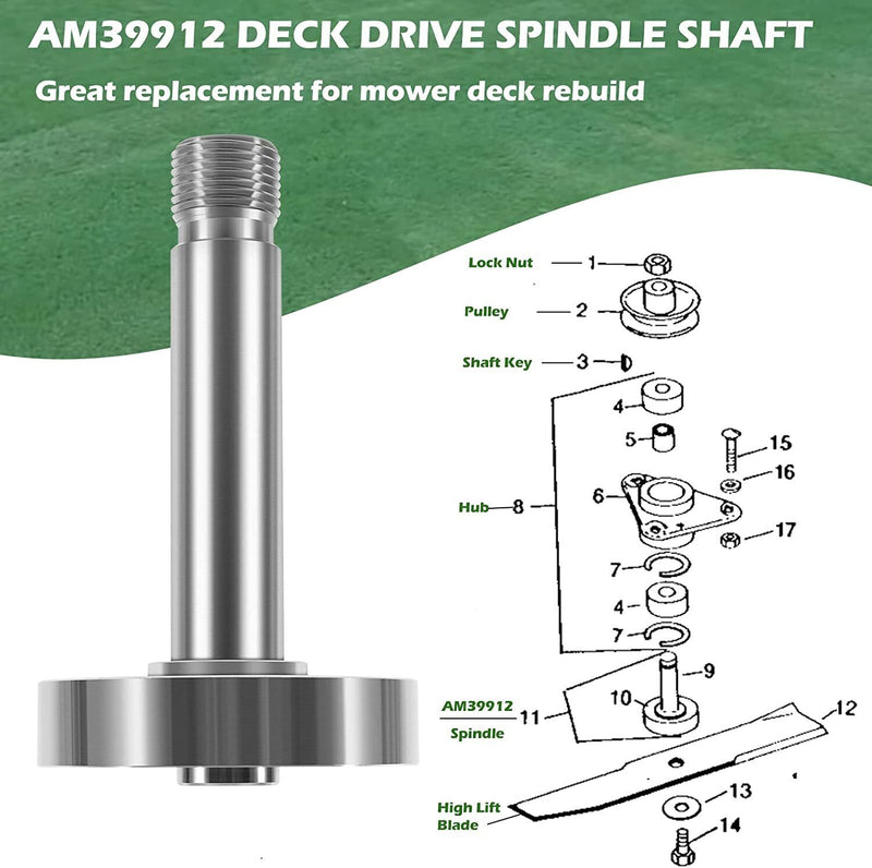 DURAFORCE Deck Blade Spindle Shaft For John Deere Mower Blade Spindle Replacement #AM39912