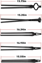 DURAFORCE 5Pcs Knife Making Tongs Set Bladesmith Blacksmith Tongs for Anvil Vise Forge