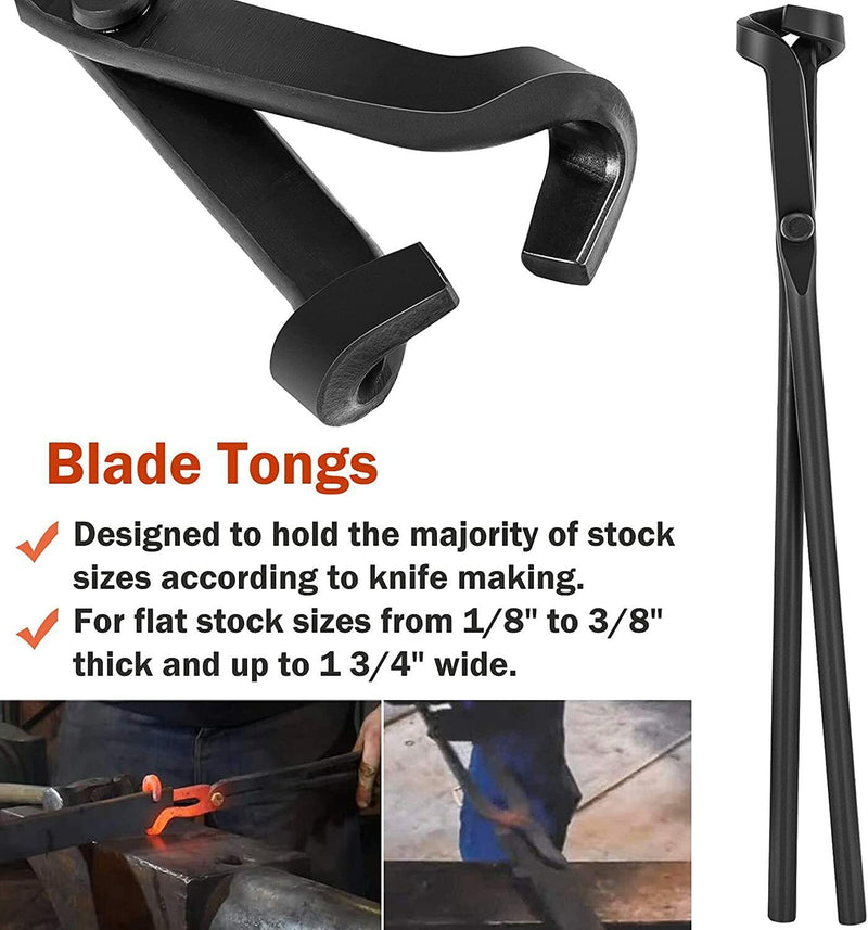 DURAFORCE 5Pcs Knife Making Tongs Set Bladesmith Blacksmith Tongs for Anvil Vise Forge