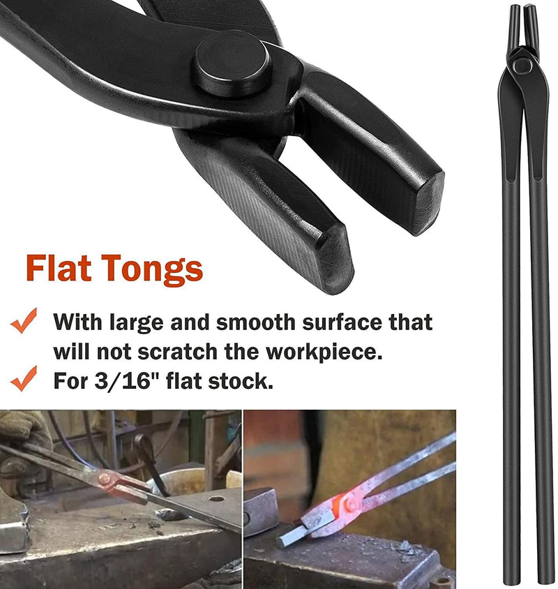 DURAFORCE 5Pcs Knife Making Tongs Set Bladesmith Blacksmith Tongs for Anvil Vise Forge