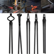 DURAFORCE 5Pcs Knife Making Tongs Set Bladesmith Blacksmith Tongs for Anvil Vise Forge