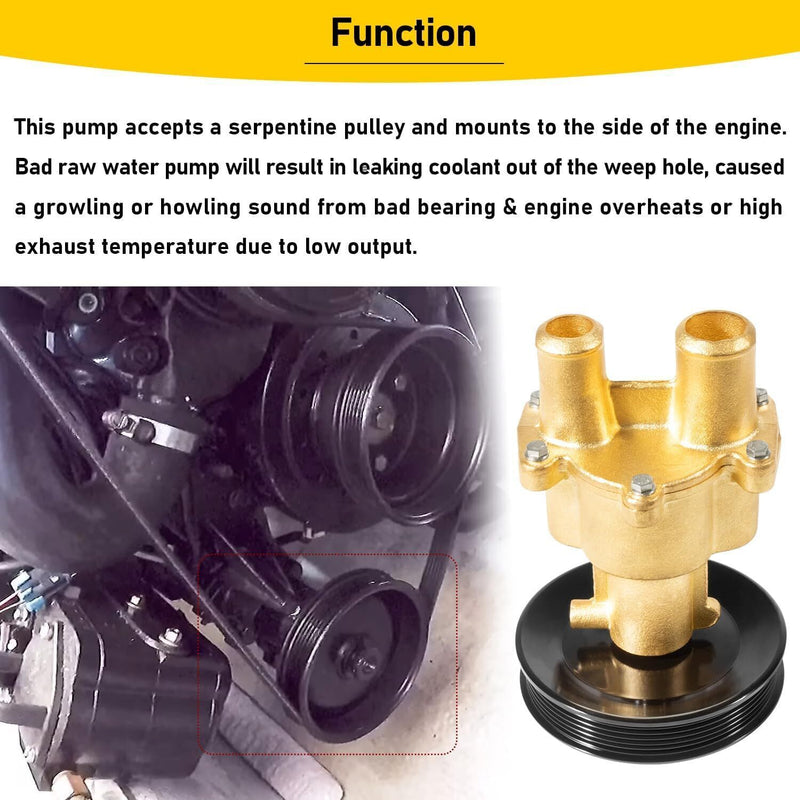 DURAFORCE Raw Sea Water Pump with Pulley for Mercury, MerCruiser, Quicksilver 46-8M0139995