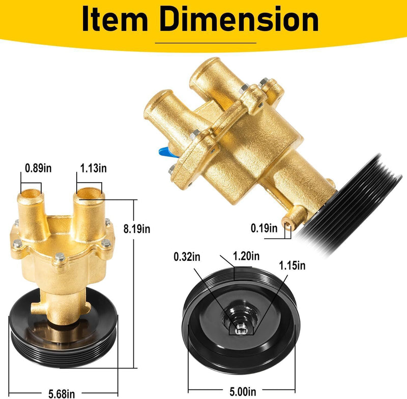 DURAFORCE Raw Sea Water Pump with Pulley for Mercury, MerCruiser, Quicksilver 46-8M0139995