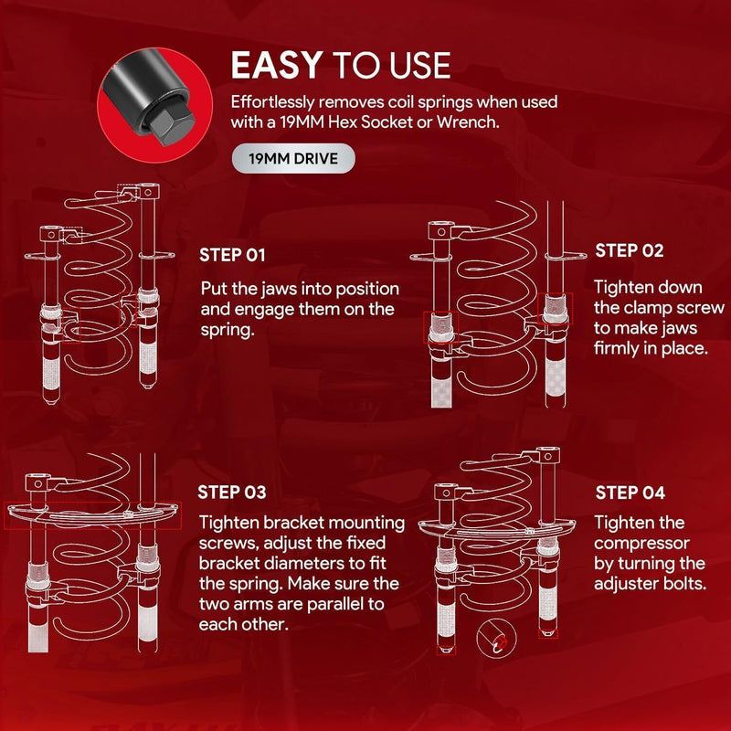 DURAFORCE Heavy Duty Coil Spring Compressor Strut Shock Remover Installer Tool Suspension