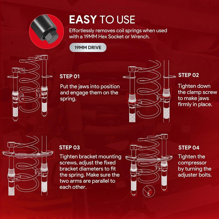DURAFORCE Heavy Duty Coil Spring Compressor Strut Shock Remover Installer Tool Suspension