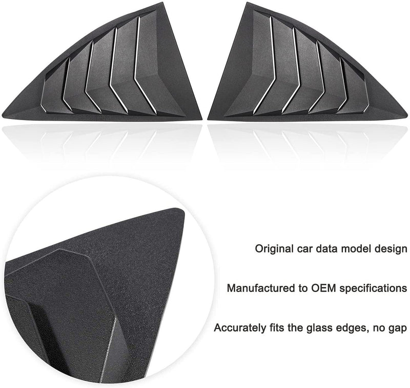DURAFORCE 2PCS Quarter Side Window Louvers Cover For Chevy Camaro 2010-2015 SunShade Cover