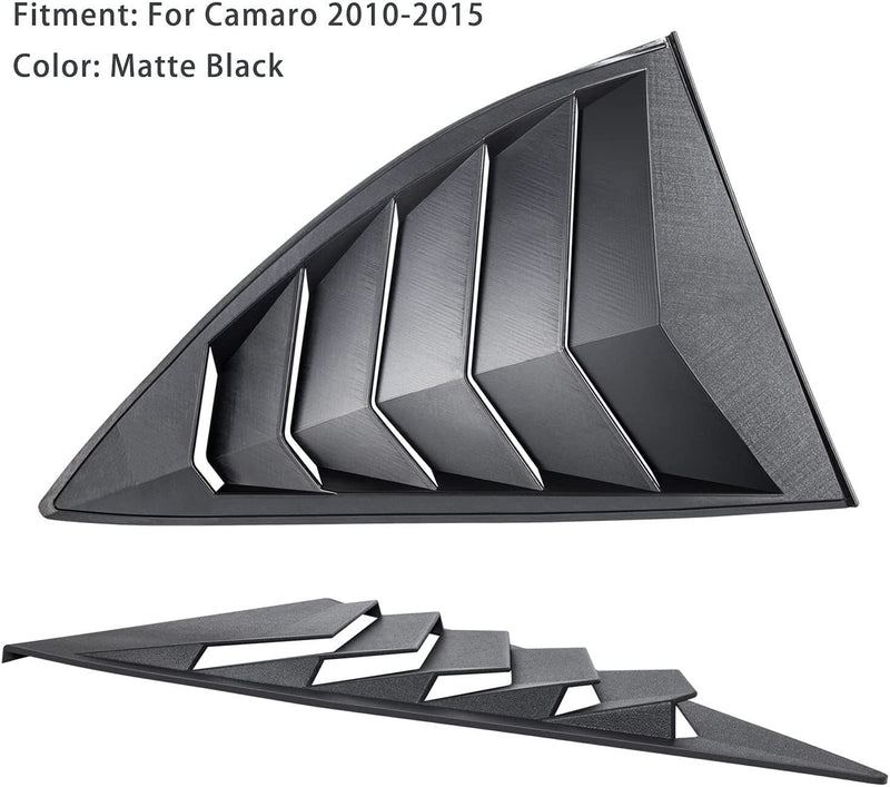 DURAFORCE 2PCS Quarter Side Window Louvers Cover For Chevy Camaro 2010-2015 SunShade Cover